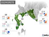 2022年03月27日の道南の実況天気