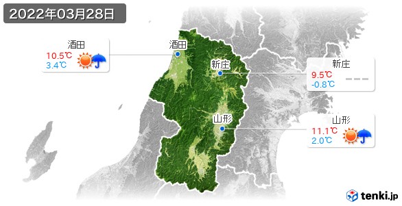 山形県(2022年03月28日の天気