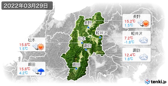長野県(2022年03月29日の天気