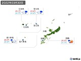 2022年03月30日の沖縄地方の実況天気