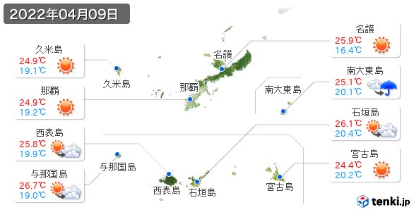 沖縄県(2022年04月09日の天気
