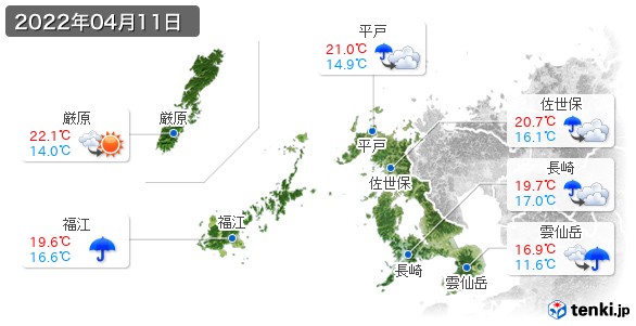長崎県(2022年04月11日の天気