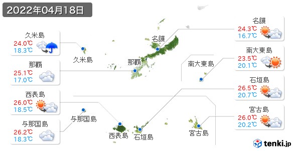 沖縄県(2022年04月18日の天気