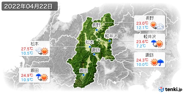 長野県(2022年04月22日の天気