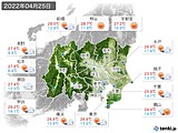 2022年04月25日の関東・甲信地方の実況天気