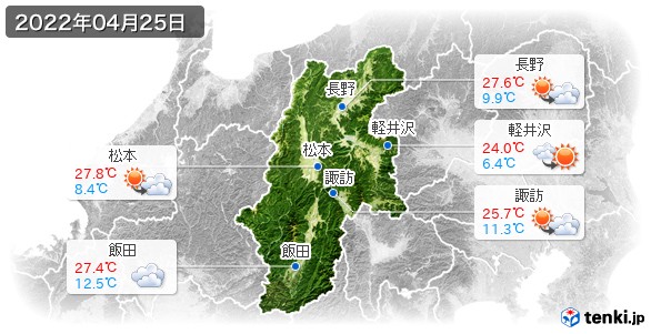 長野県(2022年04月25日の天気