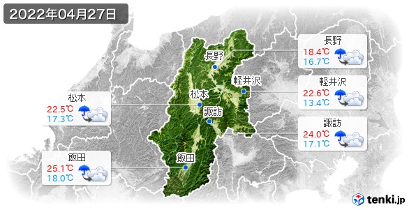 長野県(2022年04月27日の天気