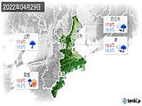 2022年04月29日の三重県の実況天気