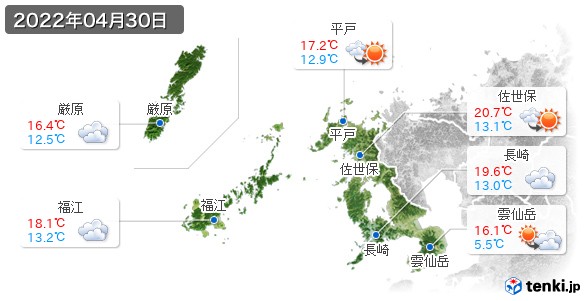長崎県(2022年04月30日の天気