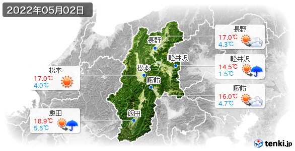 長野県(2022年05月02日の天気