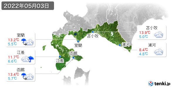 道南(2022年05月03日の天気