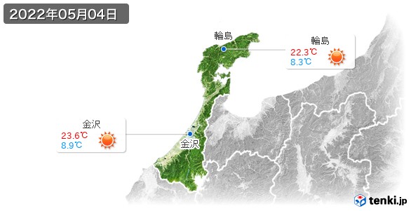 石川県(2022年05月04日の天気