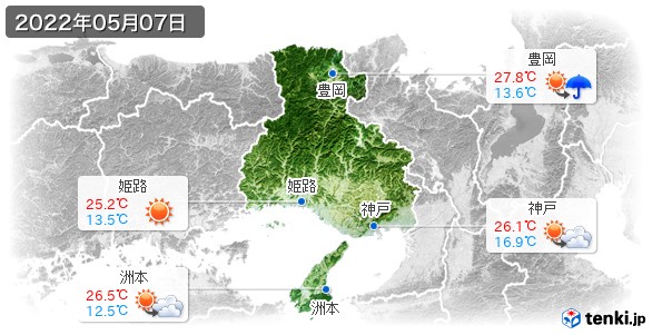 兵庫県(2022年05月07日の天気