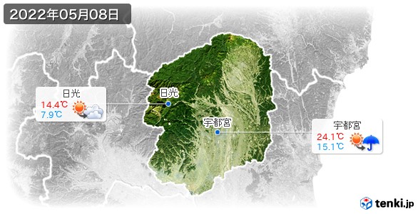 栃木県(2022年05月08日の天気