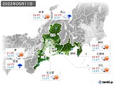 2022年05月11日の東海地方の実況天気