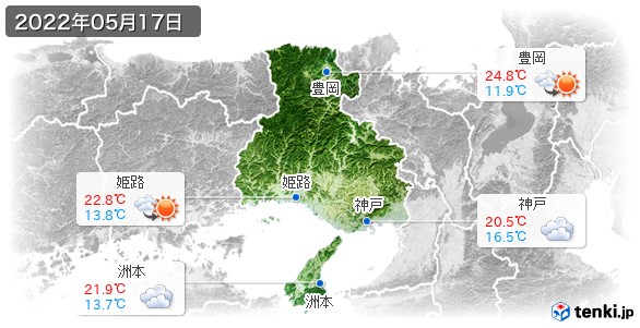 兵庫県(2022年05月17日の天気