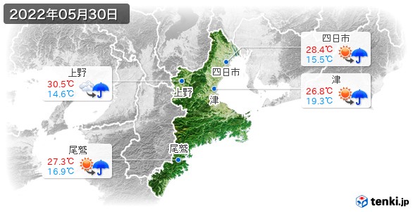 三重県(2022年05月30日の天気