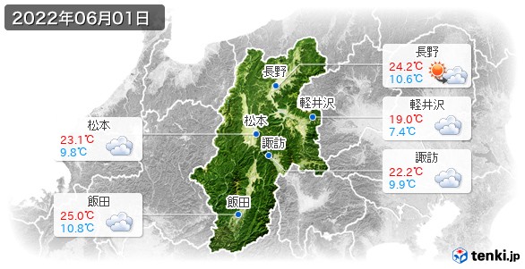 長野県(2022年06月01日の天気