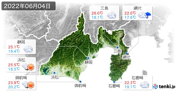 静岡県(2022年06月04日の天気