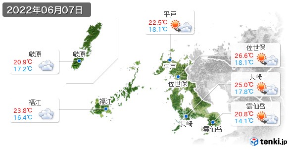 長崎県(2022年06月07日の天気