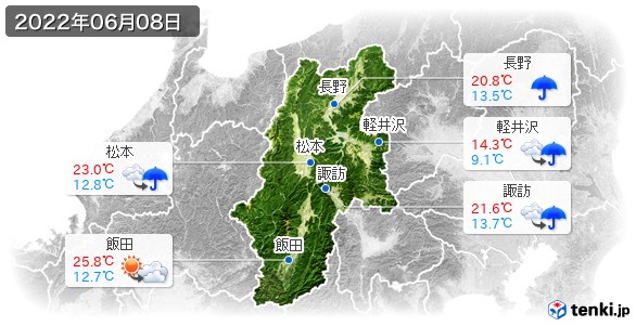 長野県(2022年06月08日の天気