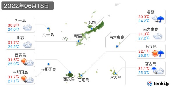 沖縄県(2022年06月18日の天気