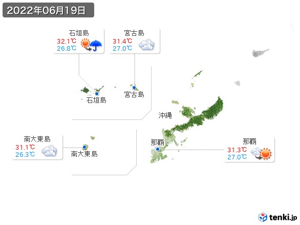 沖縄地方(2022年06月19日の天気