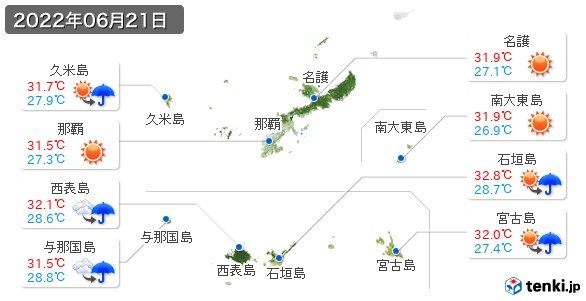 沖縄県(2022年06月21日の天気