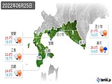 2022年06月25日の道南の実況天気