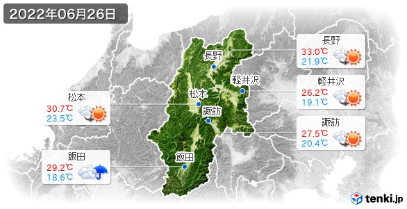 長野県(2022年06月26日の天気