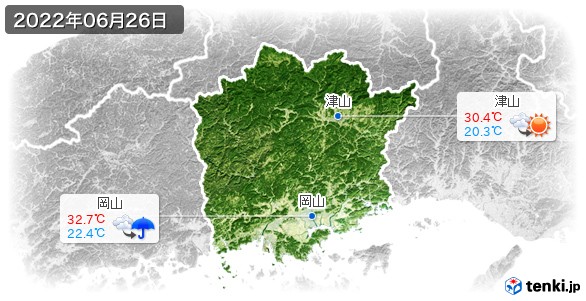 岡山県(2022年06月26日の天気
