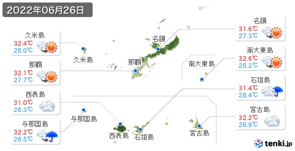 沖縄県(2022年06月26日の天気