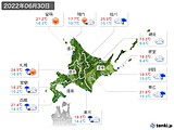 2022年06月30日の北海道地方の実況天気