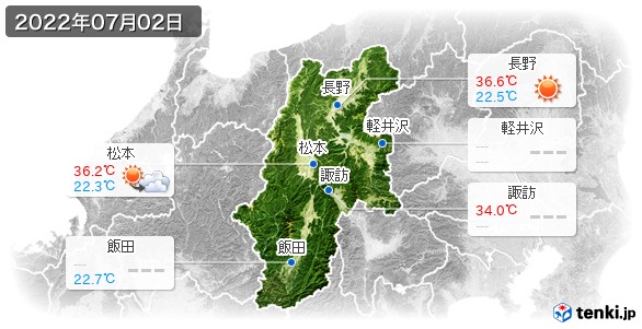 長野県(2022年07月02日の天気