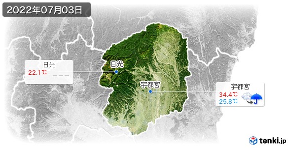 栃木県(2022年07月03日の天気