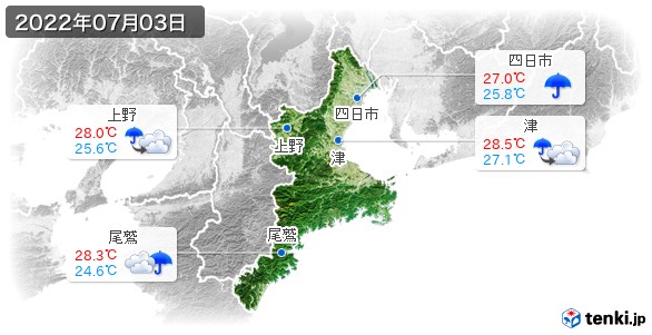 三重県(2022年07月03日の天気