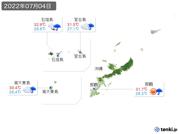 沖縄地方(2022年07月04日の天気