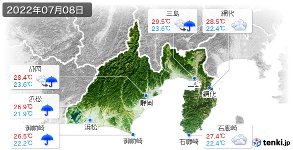 静岡県(2022年07月08日の天気