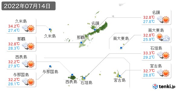 沖縄県(2022年07月14日の天気