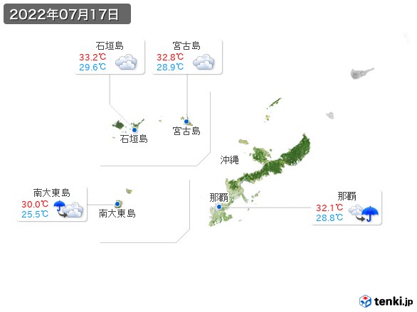 沖縄地方(2022年07月17日の天気