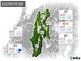 2022年07月18日の長野県の実況天気