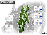 2022年07月21日の長野県の実況天気