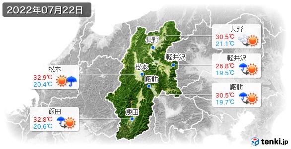 長野県(2022年07月22日の天気