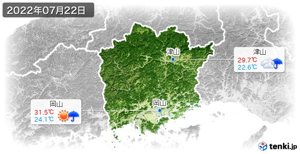 岡山県(2022年07月22日の天気