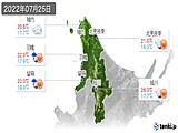 2022年07月25日の道北の実況天気