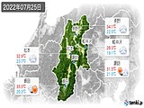 2022年07月25日の長野県の実況天気