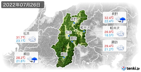 長野県(2022年07月26日の天気