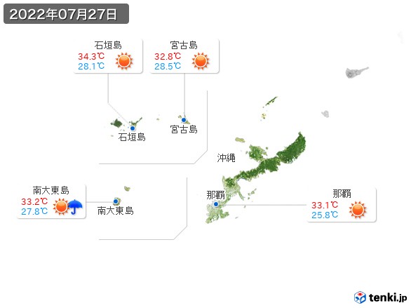 沖縄地方(2022年07月27日の天気