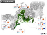 2022年07月28日の東海地方の実況天気