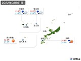 2022年08月01日の沖縄地方の実況天気